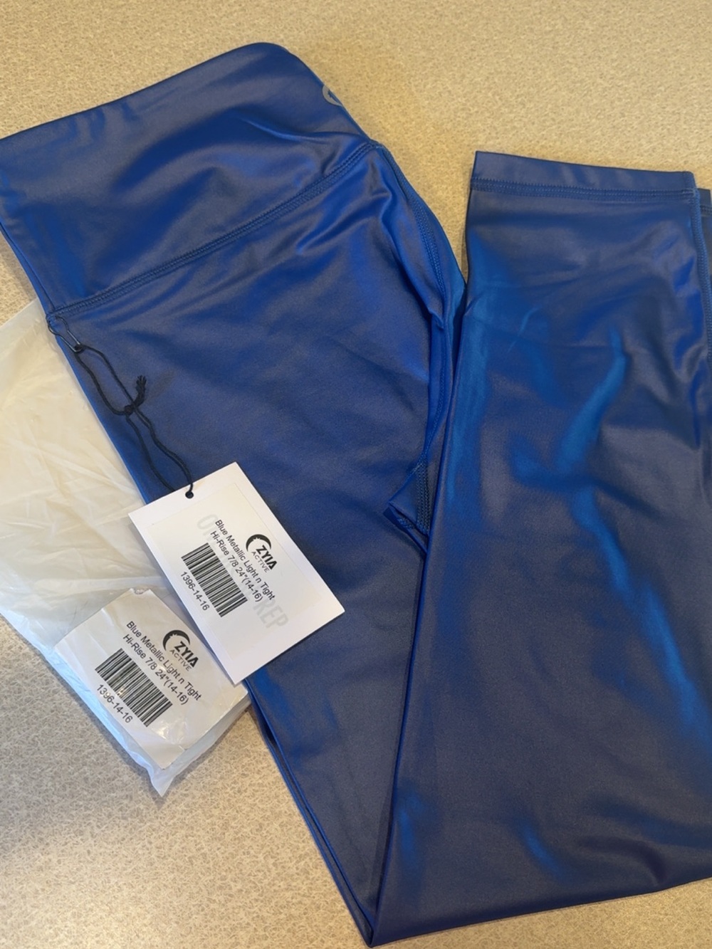 ZYIA Blue Metallic Light n Tight Leggings -       Hi-Rise 7/8 24” (14-16)